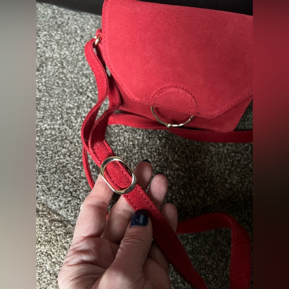 ASOS Maroon Red Suede Ring and Ball Crossbody Bag - Picture 3 of 15